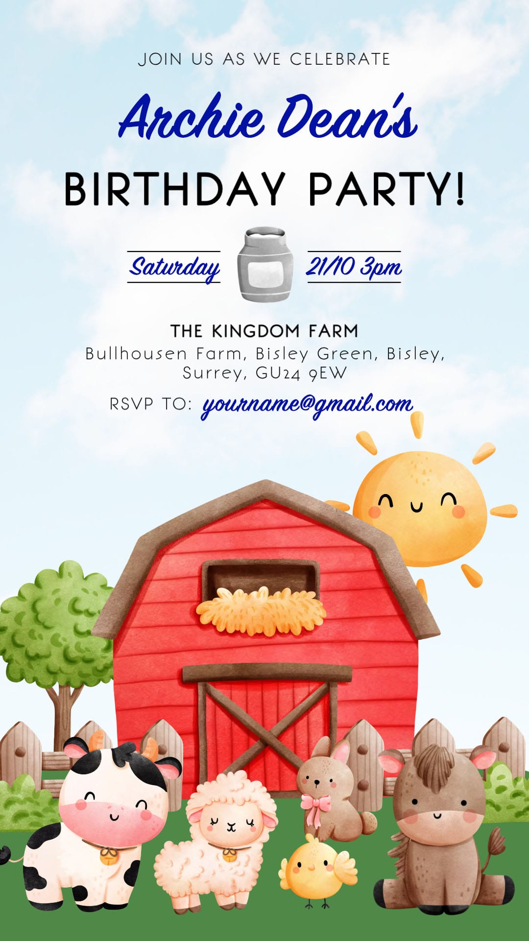 Birthday Party Invitation - The Kingdom Farm